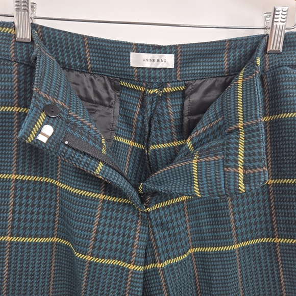 Anine Bing Cindy Flair Pants Green Plaid - Picture 8 of 16